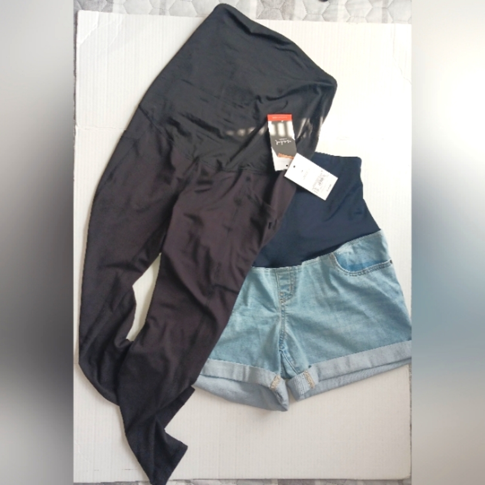 Isabel Maternity Active Leggings & Midi Short Shorts,  NWT Sz M & 10 Retail $60